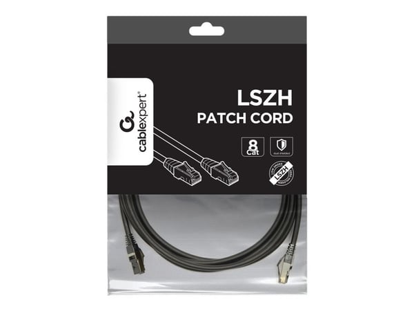 Cablexpert - Koblingskabel - RJ-45 (hann) til RJ-45 (hann) - S/FTP - CAT 8 - halogenfri, formstøpt, uten hindringer - svart