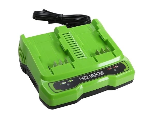 Greenworks 40V lader med to spor 2A GREENWORKS G40x2CUC2 - 2940907