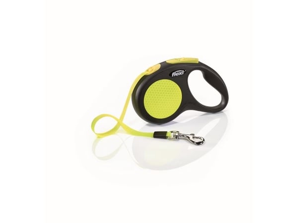 flexi New NEON bånd S, 5M, 15KG, musta/neon gul