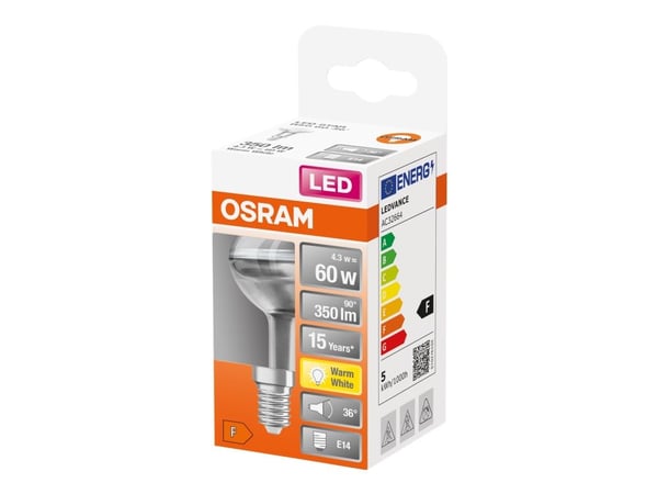 OSRAM LED STAR - LED-pære for søkelys - form: R50 - E14 - 4.3 W (ekvivalent 60 W) - klasse F - varmt hvitt lys - 2700 K