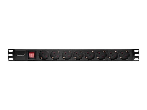 Qoltec - Effektband (kan monteras i rack) - AC 220-240 V - 3680 Watt - ingång: power CEE 7/7 - utgångskontakter: 8 (8 x CEE 7/3) - 1U - 19" - 2 m s...