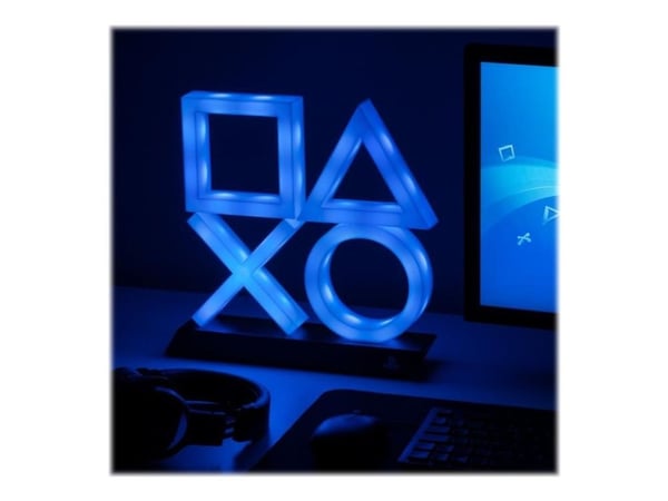 Paladone PlayStation Icons PS5 XL - Dekorasjonslampe - blått lys - kald hvit, svart sokkel