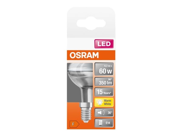 OSRAM LED STAR - LED-pære for søkelys - form: R50 - E14 - 4.3 W (ekvivalent 60 W) - klasse F - varmt hvitt lys - 2700 K