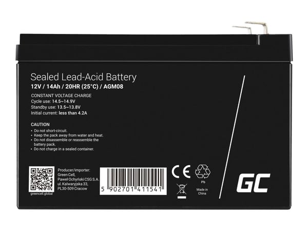 Green Cell - UPS-batteri - 1 x batteri - Sealed Lead Acid (SLA) - 14 Ah - svart