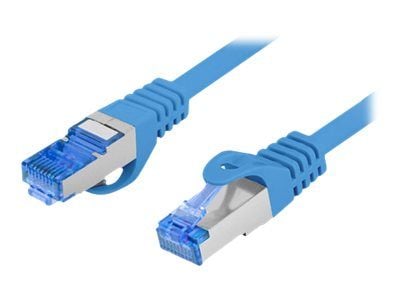 Lanberg - Patch-kabel - RJ-45 (hane) till RJ-45 (hane) - SFTP - CAT 6a - formpressad, hakfri, tvinnad - blå, RAL 5012