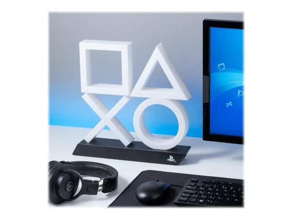 Paladone PlayStation Icons PS5 XL - Dekorasjonslampe - blått lys - kald hvit, svart sokkel
