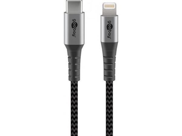 Goobay 49271, 1 m, USB C, Lightning, Hankjønn, Hankjønn, Sort, Grå