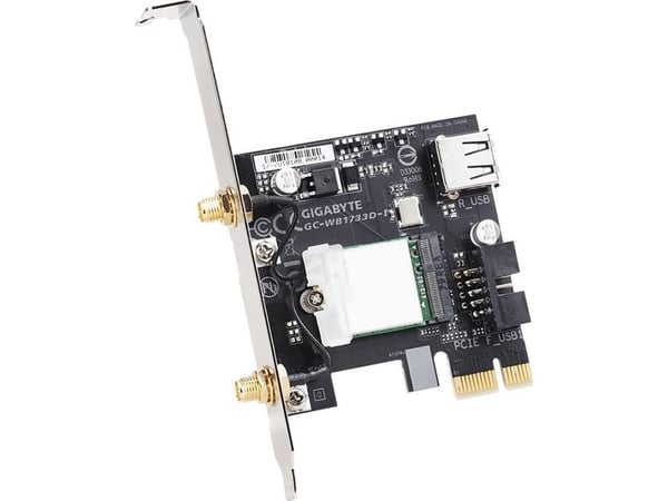 Gigabyte GC-WB1733D-I, Intern, Trådløs, PCI Express, WLAN / Bluetooth, Wi-Fi 5 (802.11ac), 1733 Mbit/s