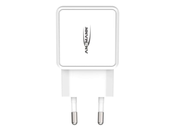 ANSMANN HC218PD - Strømadapter - 18 watt - 3000 mA - PD, QC 3.0 - 2 utgangskontakter (USB-C, USB) - hvit