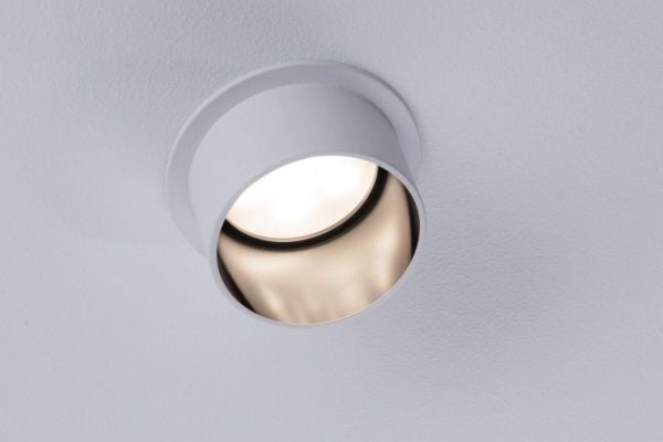 Paulmann Gil Coin, Overflateegnet, 1 ampuller, LED, 6 W, 2700 K, Børstet jern, Hvit