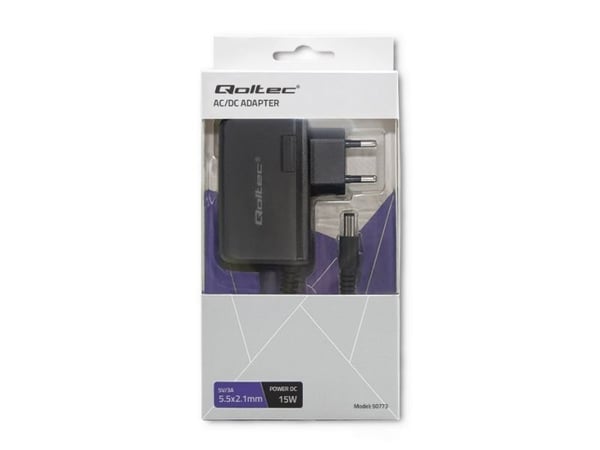 Qoltec - Strömadapter - 15 Watt - 3 A (DC-jack 5,5 x 2,1 mm)