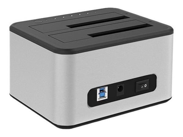 Qoltec - HDD / SSD-dokkestasjon - brønner: 2 - 2,5" / 3,5" delt - SATA 6Gb/s - USB 3.0 - sølv