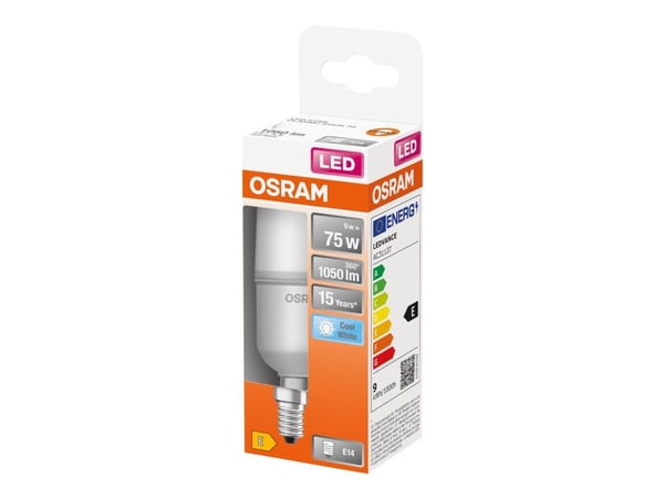 OSRAM LED STAR Stick - LED-lyspære - form: tubulær - E14 - 9 W (ekvivalent 75 W) - klasse E - kjølilg hvitt lys - 4000 K