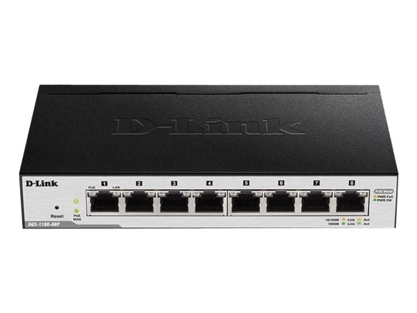 D-Link EasySmart Switch DGS-1100-08P - V2 - switch - smart - 8 x 10/100/1000 (PoE) - stasjonær - PoE (64 W)
