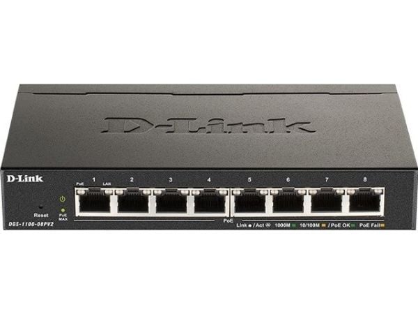 D-Link EasySmart Switch DGS-1100-08P - V2 - switch - smart - 8 x 10/100/1000 (PoE) - stasjonær - PoE (64 W)