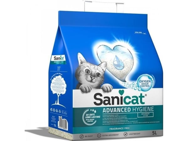 Sanicat Advanced Hygiene kattesand, strø, for katter, 5l, uparfymert