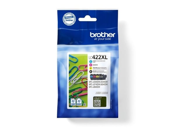 Brother LC422XLVALDR, Korkea (XL) värintuotto, Musta, Syaani, Magenta, Keltainen, 4 kpl, 3000 sivua, 1500 sivua, Monipakkaus