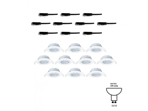 Paulmann Base Basic Set Swivelling, Innsunket spotlight, GU10, 0 ampuller, 10 W, 230 V, Hvit