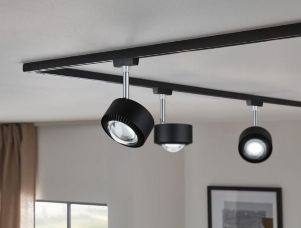 Paulmann Aldan, Spotlight på skinne, 1 ampuller, LED, 8 W, 4000 K, Sort, Kromfarget