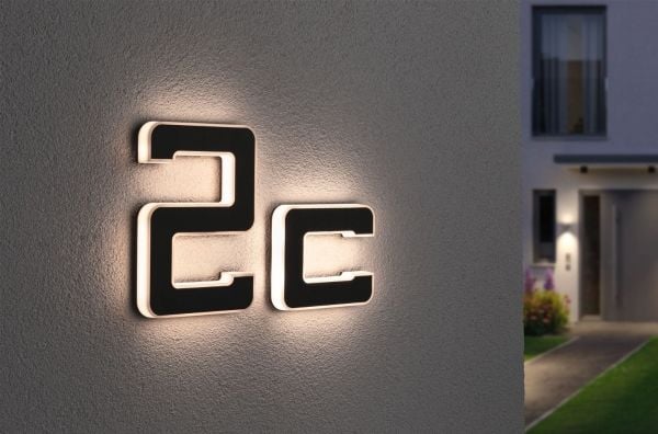 Paulmann Letter C, Utendørs vegglampe, Svart, Plast, IP44, Fasade, III