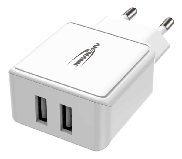 ANSMANN HC212 - Strømadapter - 12 watt - 2400 mA - 2 utgangskontakter (USB) - hvit