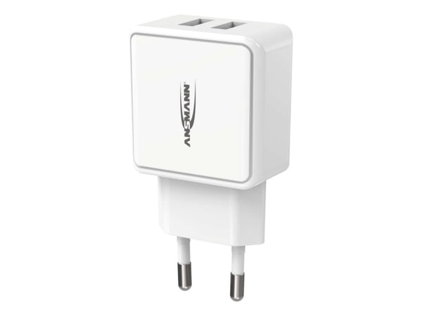 ANSMANN HC212 - Strømadapter - 12 watt - 2400 mA - 2 utgangskontakter (USB) - hvit