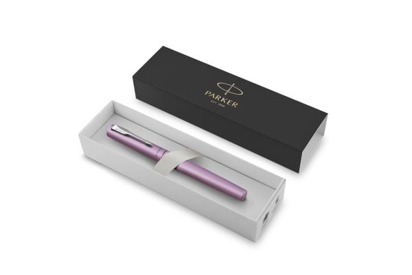Parker Vector XL, lila, Påfyllning med bläckpatronssystem, Blå, Rostfritt stål, Medium, Ambidextrous