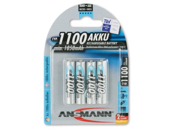 ANSMANN Micro - Batteri 4 x AAA - NiMH - (oppladbart) - 1100 mAh