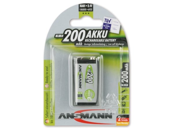ANSMANN maxE - Batteri 9V - NiMH - (ladbare) - 200 mAh