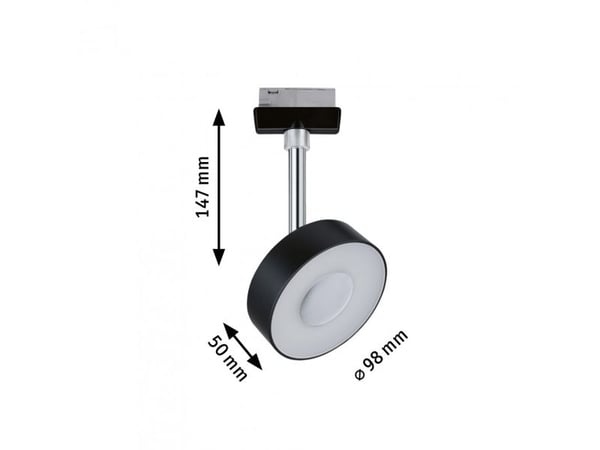 Paulmann Circle, Spotlight på skinne, LED, 5 W, 2700 K, 210 lm, Sort, Kromfarget