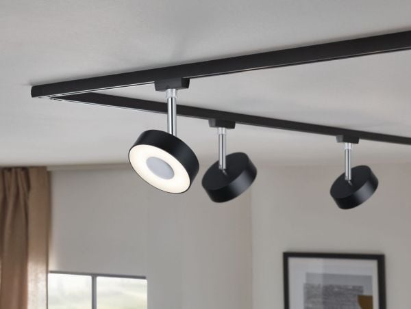 Paulmann Circle, Spotlight på skinne, LED, 5 W, 2700 K, 210 lm, Sort, Kromfarget