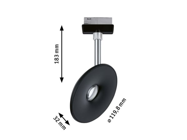 Paulmann Sphere, Spotlight på skinne, LED, 7,4 W, 2700 K, 500 lm, Sort, Kromfarget