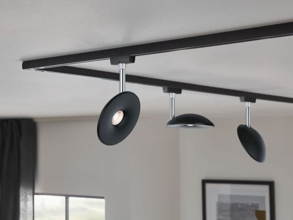 Paulmann Sphere, Spotlight på skinne, LED, 7,4 W, 2700 K, 500 lm, Sort, Kromfarget