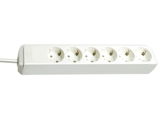 Brennenstuhl Eco-Line, 6 AC-pistorasia(a), Tyyppi H, Valkoinen, 1,5 m, 330 mm