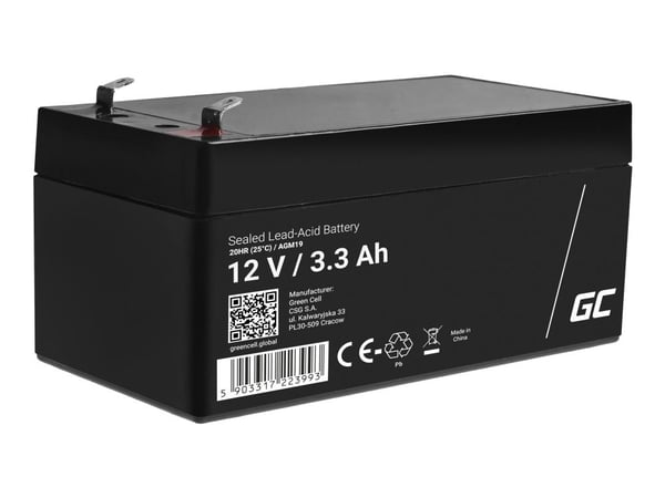 Green Cell - UPS-batteri - 1 x batteri - Sealed Lead Acid (SLA) - 3.3 Ah - svart