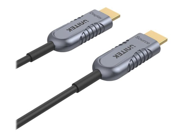 Unitek Ultrapro C11035DGY - HDMI-kabel - HDMI hann til HDMI hann - 70 m - skjermet hybrid kobber/fiber-optikk - Active Optical Cable (AOC), 4K 120 ...