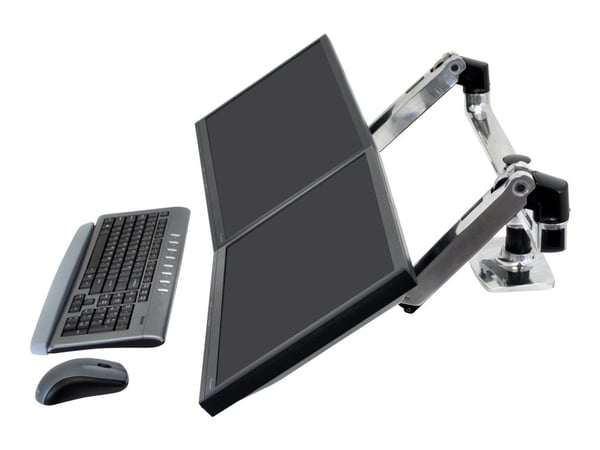 Ergotron LX Dual Side-by-Side Arm - Monteringssett (skrivebordsklemmemontering, kausemontering, stang, 2 leddarmer, 2 utvidelsesbraketter, T-bøyle,...