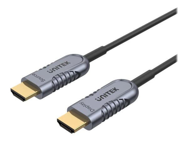 Unitek Ultrapro C11035DGY - HDMI-kabel - HDMI hann til HDMI hann - 70 m - skjermet hybrid kobber/fiber-optikk - Active Optical Cable (AOC), 4K 120 ...