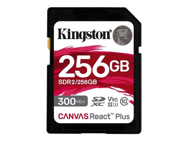 Kingston Canvas React Plus - Flashminnekort - 256 GB - Video Class V90 / UHS-II U3 / Class10 - SDXC UHS-II