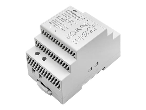 Qoltec - Strømforsyning (DIN-skinnemonterbar) - AC 220-240 V - 54 watt - grå