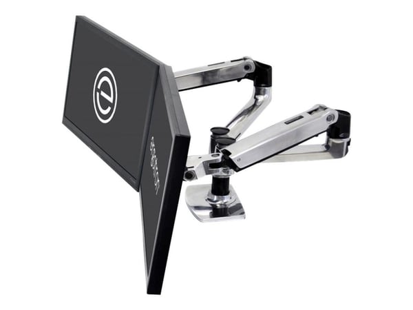 Ergotron LX Dual Side-by-Side Arm - Monteringssett (skrivebordsklemmemontering, kausemontering, stang, 2 leddarmer, 2 utvidelsesbraketter, T-bøyle,...