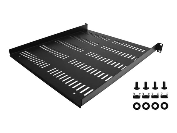 Startech 1U Vented Server Rack Cabinet Shelf, 20in Deep Fixed Cantilever Tray, Rackmount Shelf for 19" AV/Data/Network Equipment Enclosure w/ Cage ...