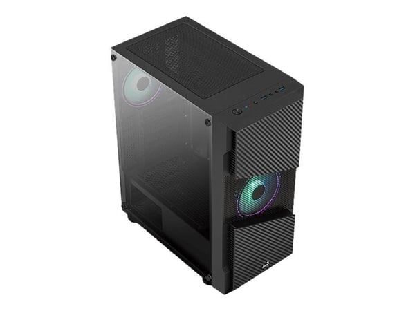 AeroCool Menace Saturn RGB - Tempered Glass Edition - mid tower - ATX - genomskinlig sidopanel (härdat glas) - ingen strömförsörjning (ATX) - svart...