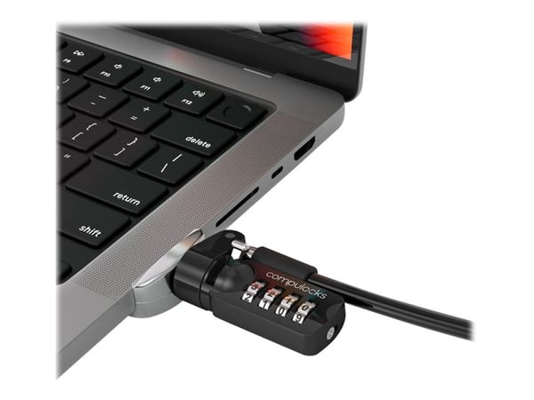 Compulocks Ledge Lock Adapter for MacBook Pro 14" M1, M2 & M3 with Combination Cable - Sikkerhetssporlåsadapter - med kodelås - for Apple MacBook P...