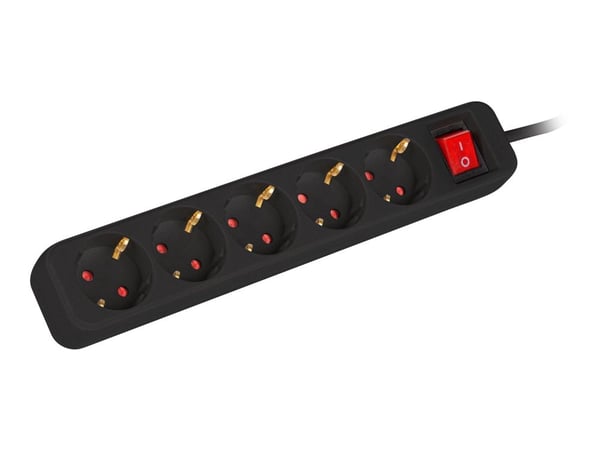 Lanberg PS1-05F-0300-BK, 3 m, 5 AC-pistorasia(a), Sisätila, Tyyppi F, Type F (CEE 7/4), IP20