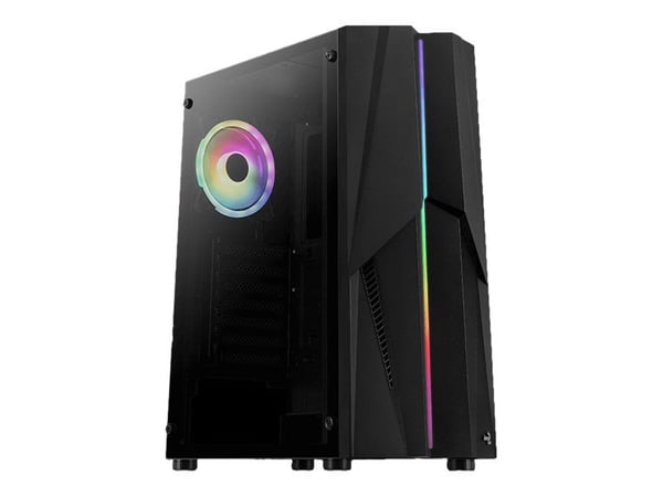 AeroCool Mecha ARGB - Tempered Glass Edition - mid tower - ATX - sidepanel med vindu (herdet glass) - ingen strømforsyning (ATX) - svart - USB/lyd