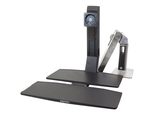 Ergotron WorkFit-A Single LD Workstation With Worksurface - Seisomapöydän muunnin - kiillotettu alumiini, musta
