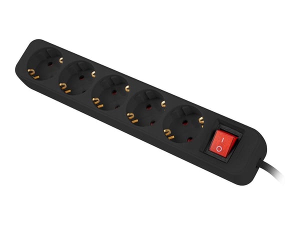 Lanberg PS1-05F-0300-BK, 3 m, 5 AC-pistorasia(a), Sisätila, Tyyppi F, Type F (CEE 7/4), IP20