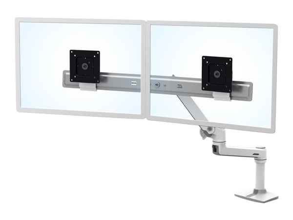 Ergotron LX - Monteringssett (leddarm, utvidelse, sokkel, 2-dels skrivebordslampe, dobbeltdisplaybue, 2 svingtapper, 8"-stang) - for 2 LCD-skjermer...