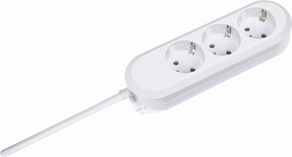 Bachmann 3x Schuko H05VV-F 3G 1.50mm² 16A/3680W 5m, 5 m, Muovi, Valkoinen, 3 AC-pistorasia(a), 3680 W, 16 A